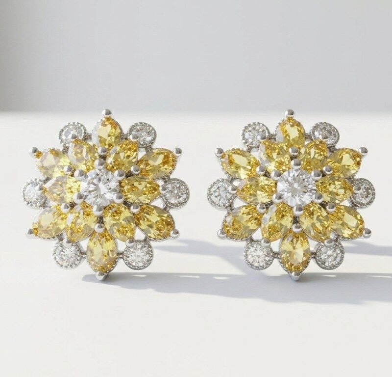 yellow stud earrings pakistan