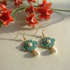 Blue Flower Porcelain Enamel Earrings