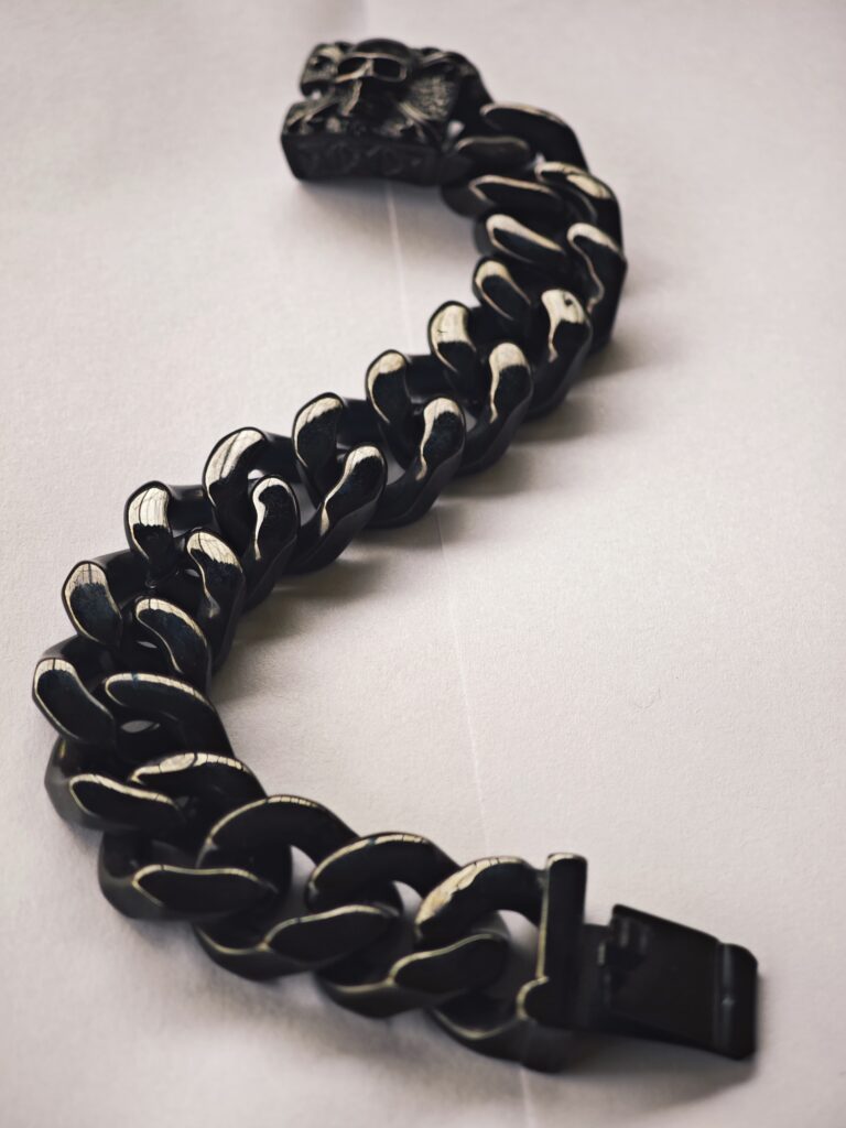 Skull Lock Black Steel Cuban Men's Bracelet Pakistan by dango