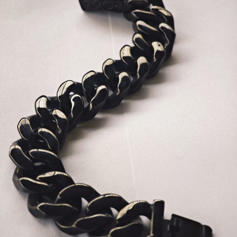 Skull Lock Black Steel Cuban Men's Bracelet Pakistan by dango