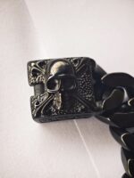 Stainless Steel Wide Skull Lock Bracelet - Image 3