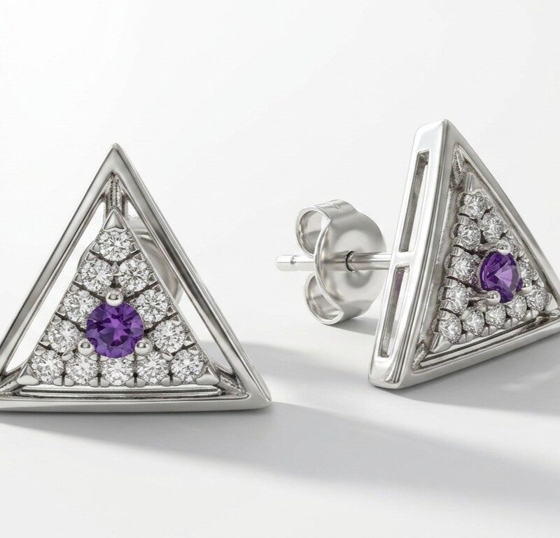 Amethyst Stud Earrings Pakistan by dango