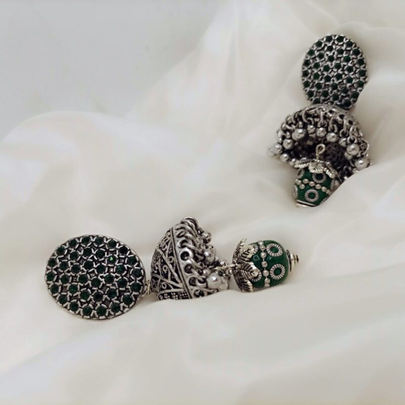 oxidized green jhumka
