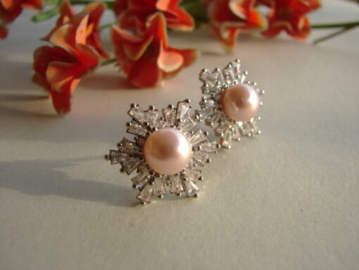 Pink Pearl Studs in 925 Silver