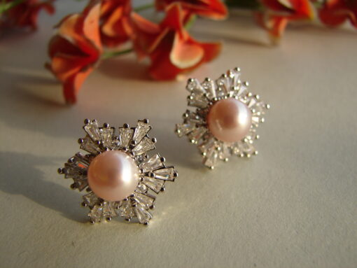 Pink Pearl Studs in 925 Silver