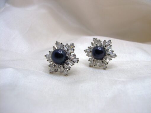 Blue Pearl Studs in 925 Silver