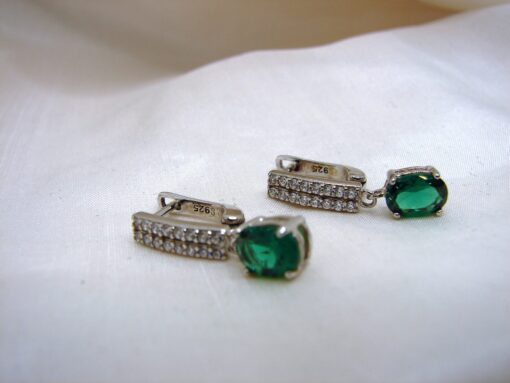 925 Silver Emerald Studs