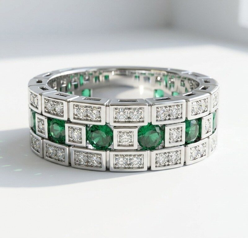 Green Zircon Band Ring for Women Pakistan by dango