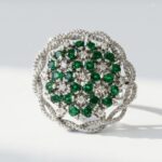 Green & White Zircon Silver Ring