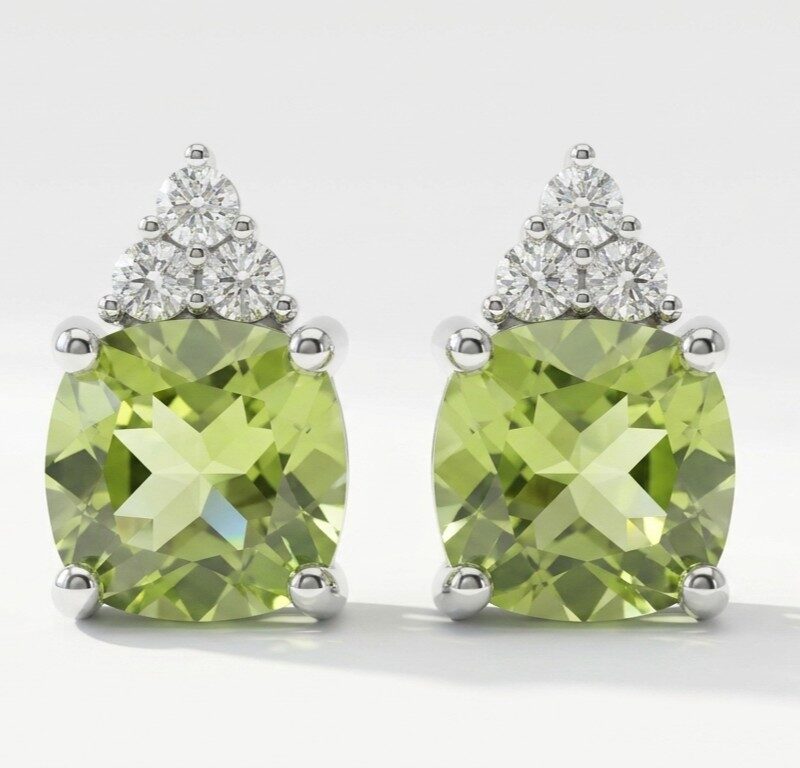 Peridot Silver Stud Earrings Pakistan by dango