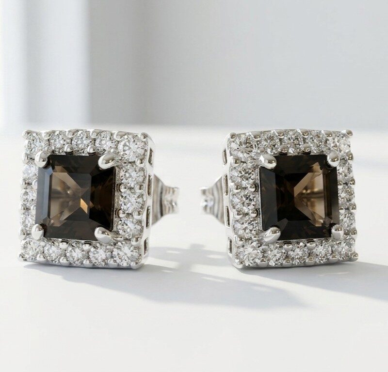 Quartz Silver Stud Earrings Pakistan by dango