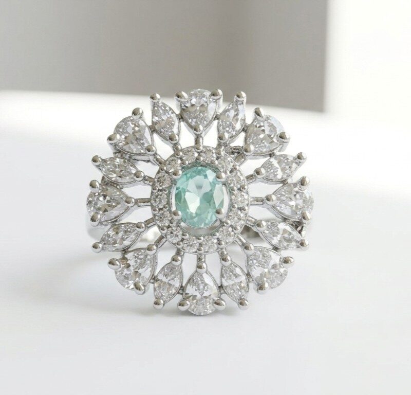 Floral Zircon Women's Ring Pakistan by dango
