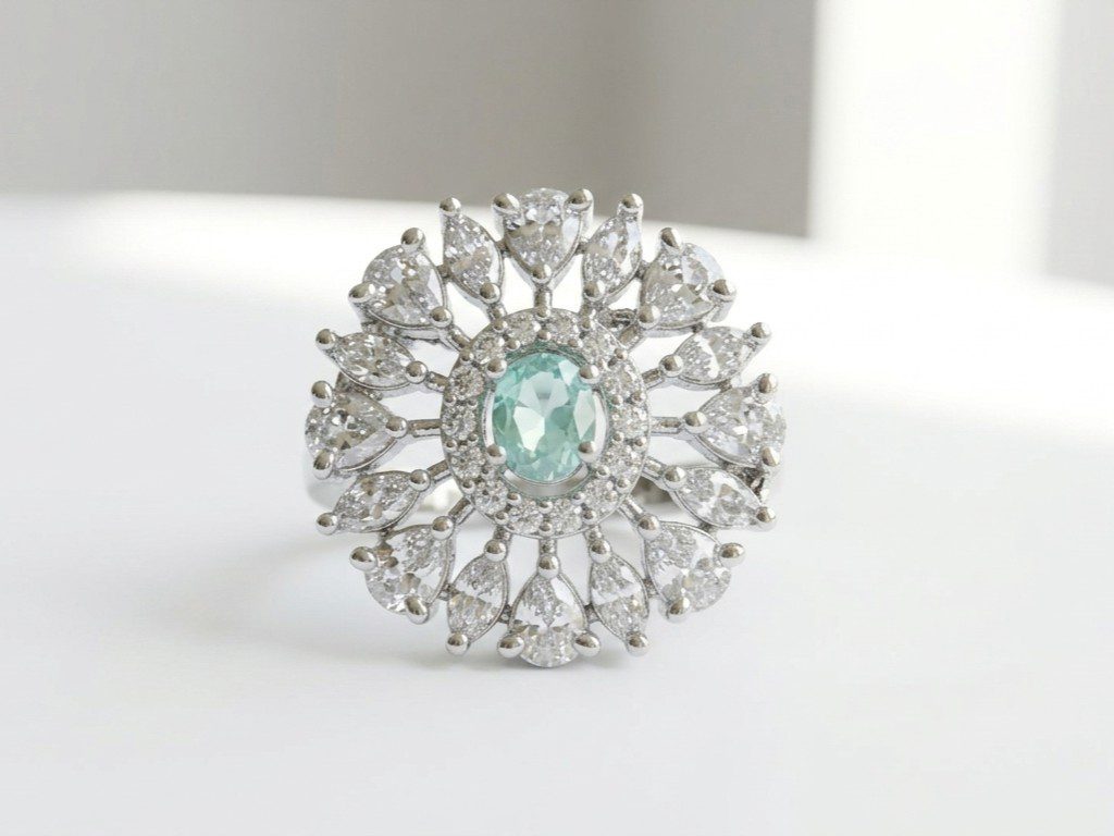 sage green ring pakistan Floral Zircon Women's Ring Pakistan by dango