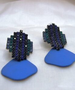 Blue Rhinestone Craze Earrings