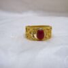 Red Stone Adjustable Ring in Gold Plated Silver
