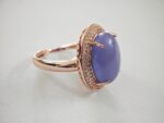 Lilac Chalcedony Adjustable Ring in Gold Plated Silver