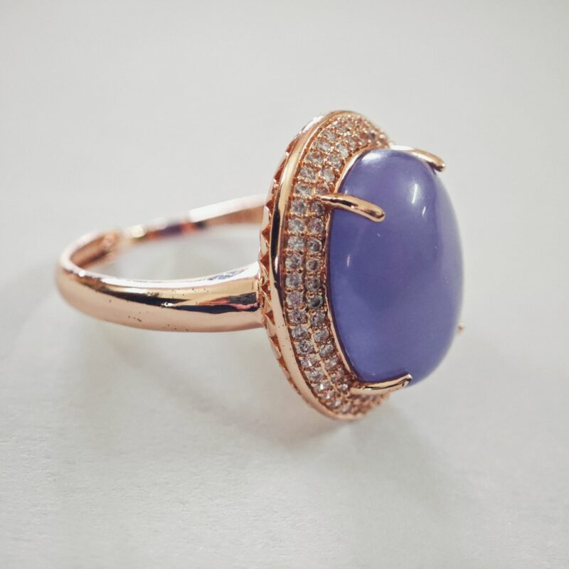 Lilac Chalcedony Adjustable Ring in Gold Plated Silver