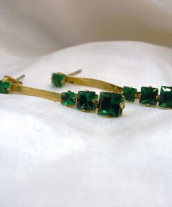 Gold-Plated Stainless-Steel Green Zircon Earrings