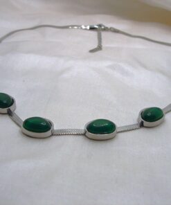 Stainless Steel Green Jade Goddess Necklace