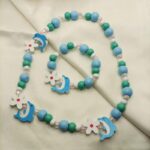 blue dolphin wood beads bracelet and necklace set for girls