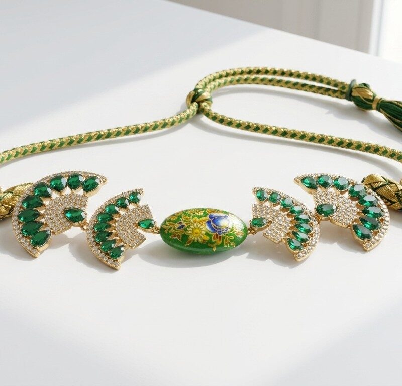 Green Ethnic Jewelry set for women in Pakistan by dango