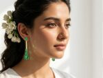 Gold-Plated Stainless-Steel Green Zircon Earrings - Image 2