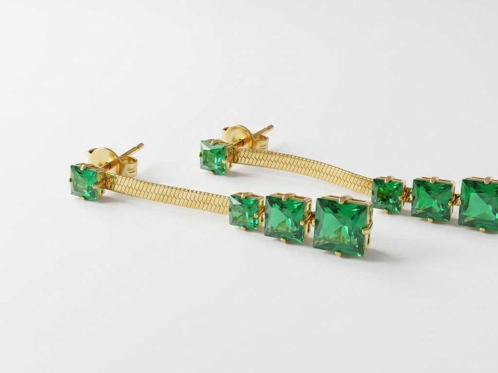 green earrings gold plated earrings for women Pakistan by dango
