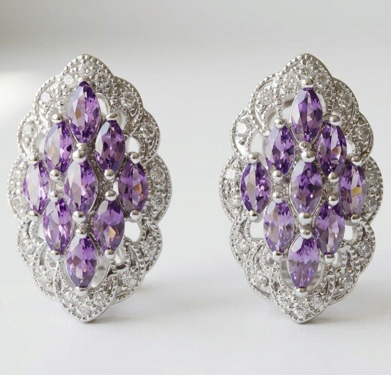Silver Zircon Earrings Pakistan by dango