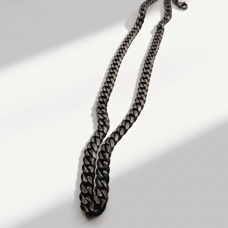 7mm Black Cuban Chain for men Pakistan by dango