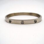 Silver Stainless Steel & Zircon 16cm Bangle