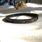 Black Stainless Steel & Zircon 16cm Bangle