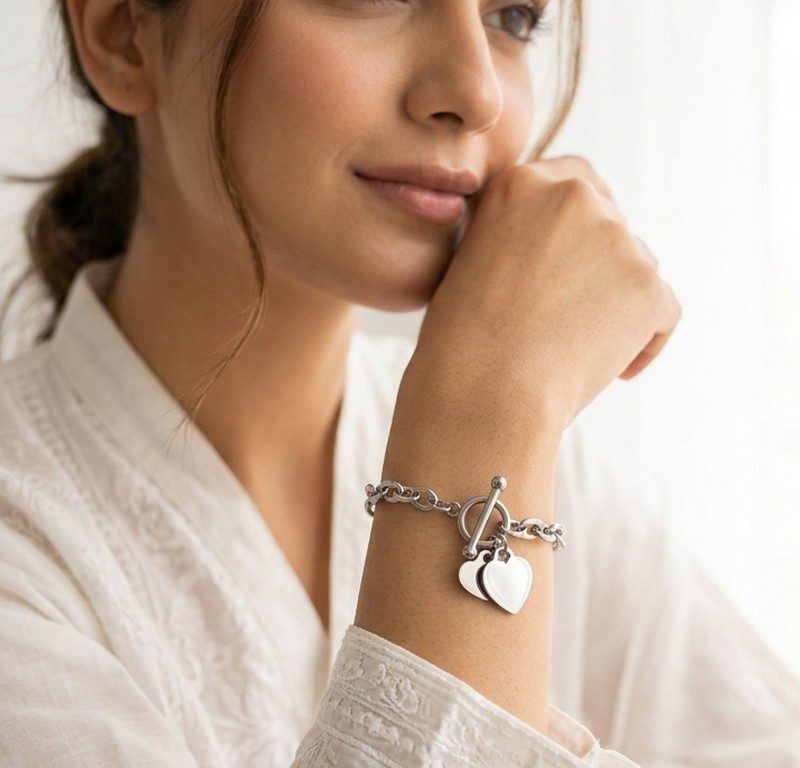 Stainless Steel Heart Bracelet Pakistan by dango