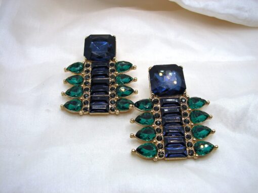 Blue & Green Rhinestone Sparkle Earrings