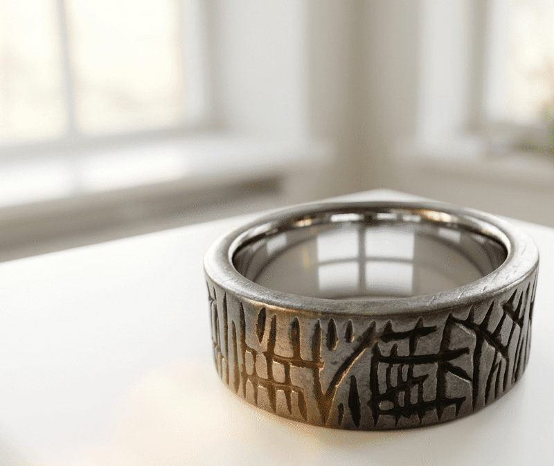 battle damage Stainless Steel Men's Band Ring Pakistan by dango