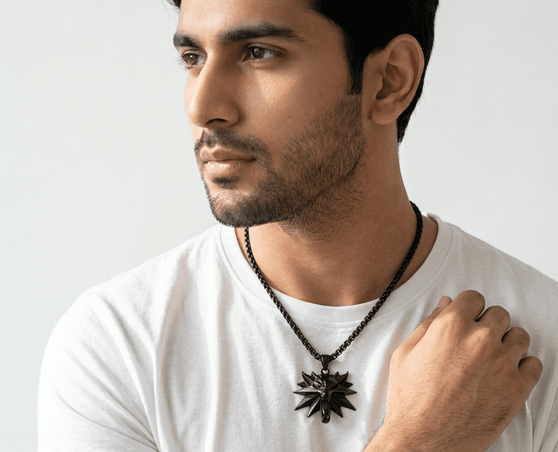 black witcher Black Witcher Steel Pendant for men Pakistan by dango