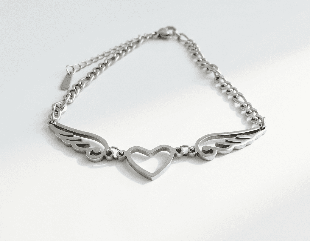 heart and wings anknlet Stainless Steel Flying Heart Bracelet/Anklet - Image 1