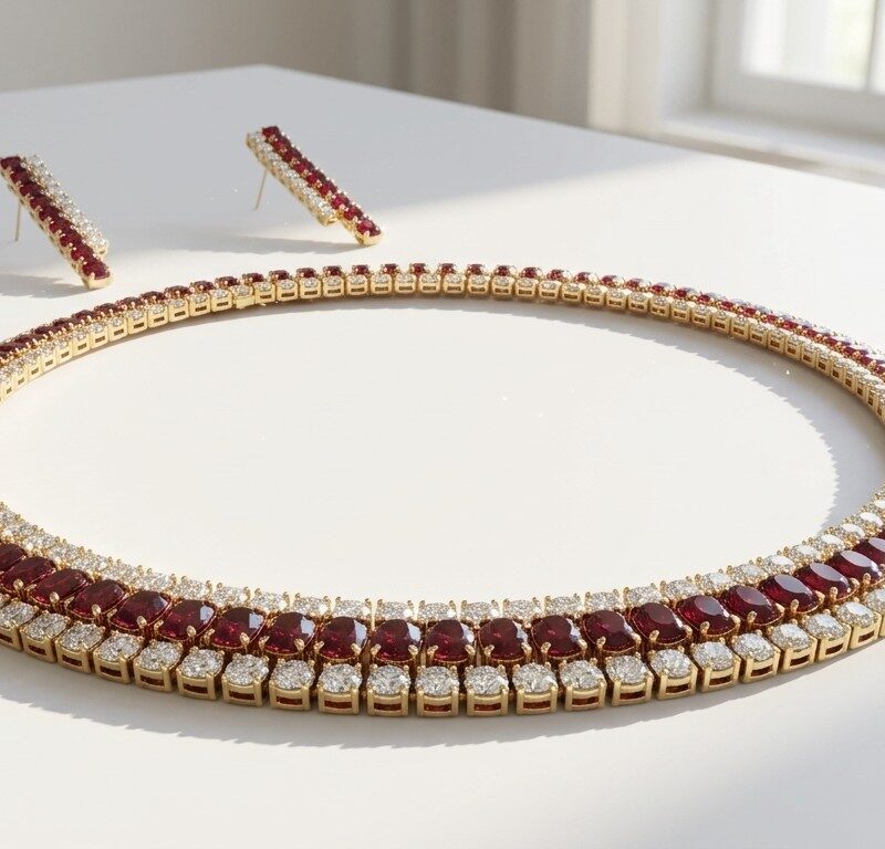 Red Zircon Jewelry Set for Women Pakistan by dango