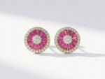 Silver Pink Stud Earrings for women Pakistan by dango