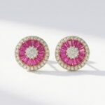 Silver Pink Stud Earrings for women Pakistan by dango