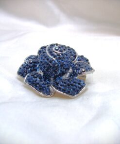 Blue Flower Rhinestone Brooch
