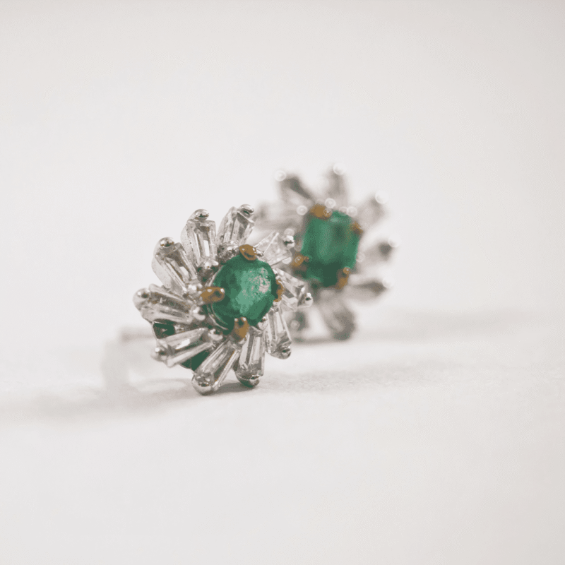 Natural Emerald Studs in 925 Silver