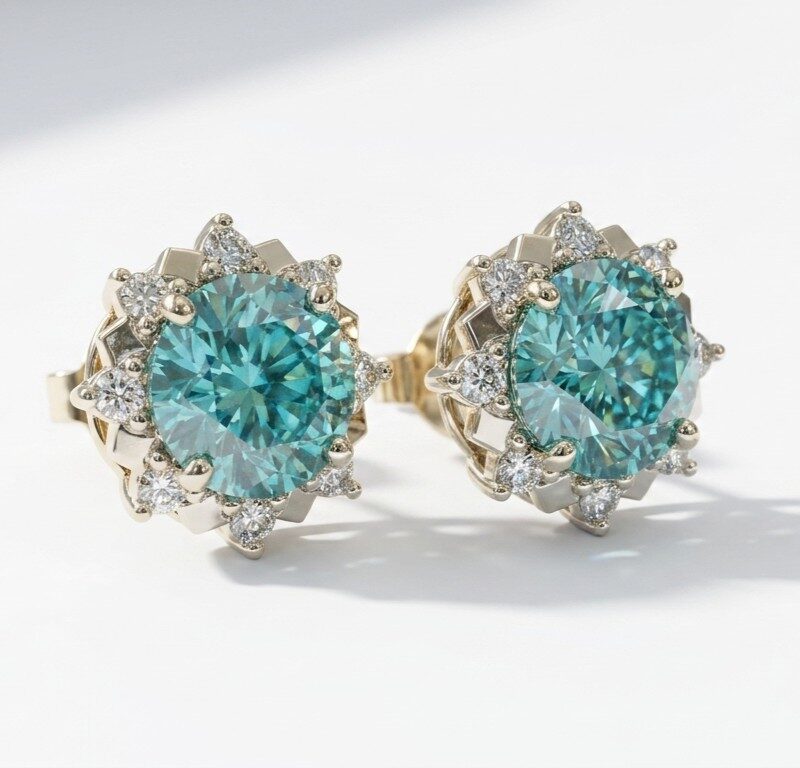 Moissanite silver stud earrings for women in Pakistan by dango