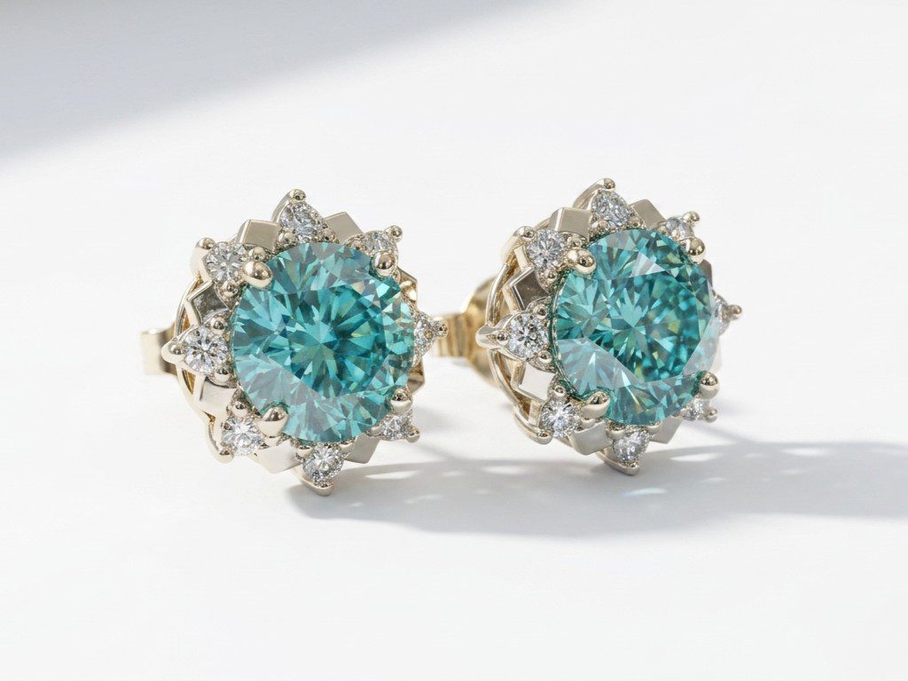 moissanite earrings pakistan Moissanite silver stud earrings for women in Pakistan by dango