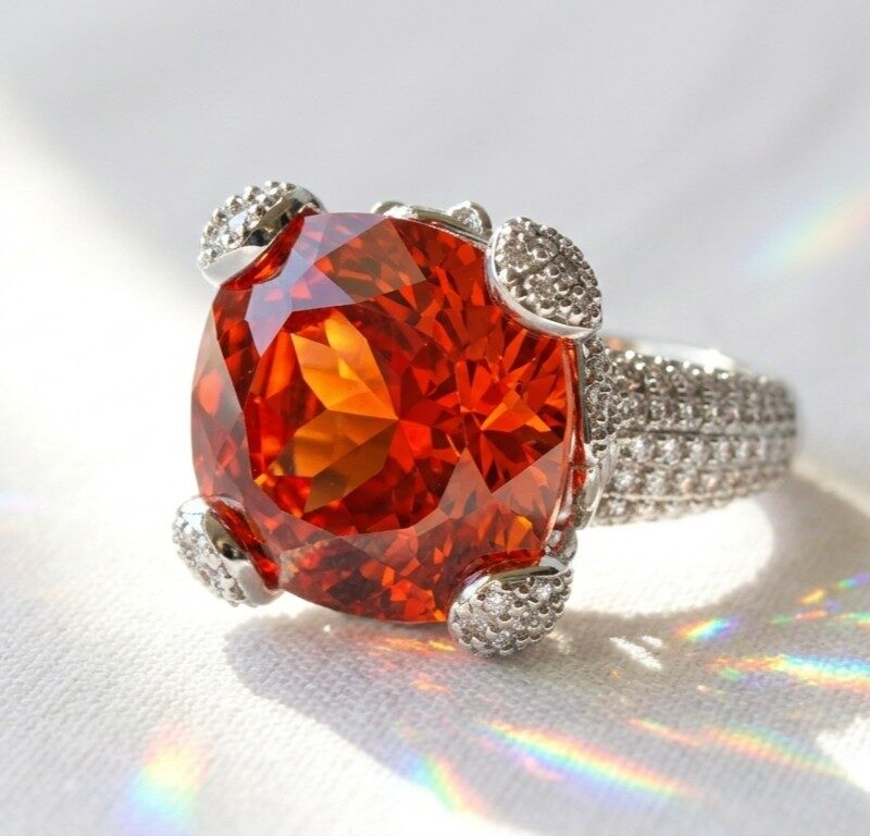 Orange Crystal Statement Ring for Women Pakistan by dango