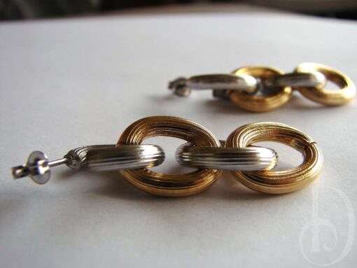 silver and gold link chain earrings