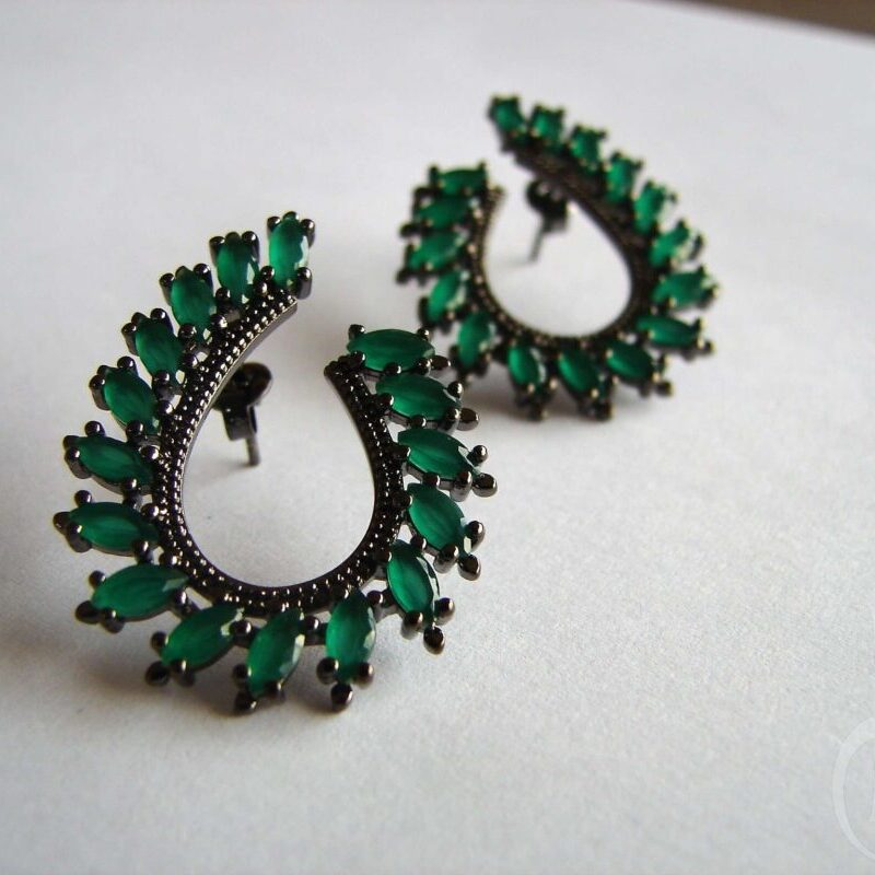 green zircon on black earrings