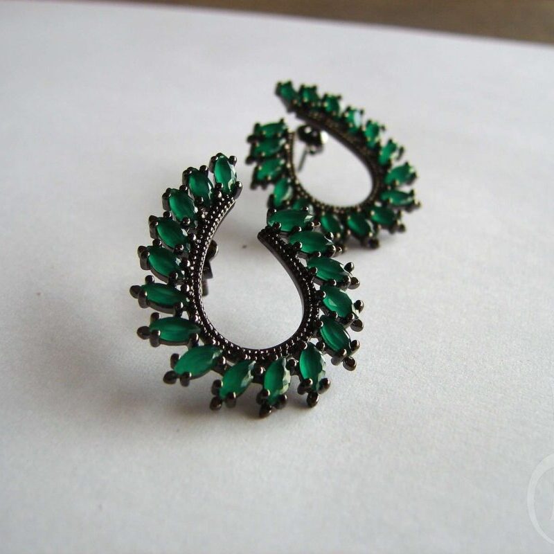 Green Zircon Earrings for Women Pakistan by dango