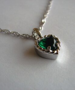 green heart pendant with chain
