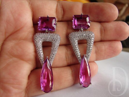micro studded pink zircon earrings
