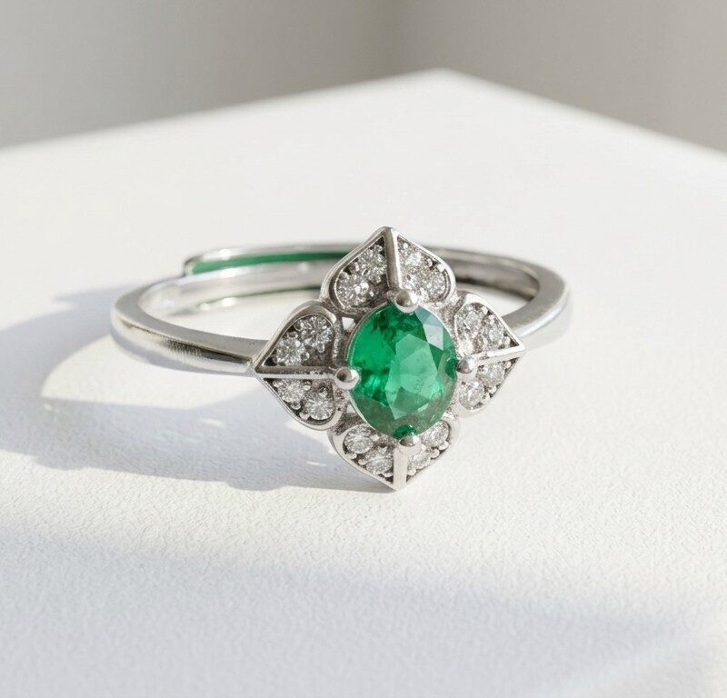 Natural Emerald Silver Ring for Women Pakistan by dango